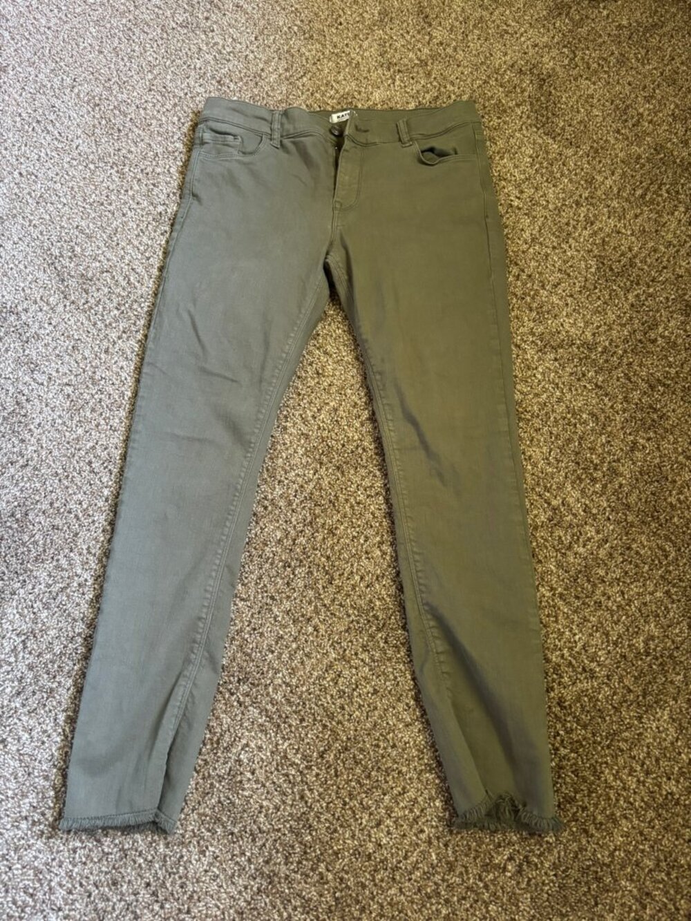 Kate by L'Altramoda Olive Green Skinny Jeans Size M Raw Hem Made in Italy